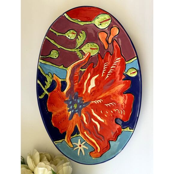 Simon Bull Limited Edition Art Salad Bowl Poppy‎ Flower Van Group Collectible - Picture 8 of 12